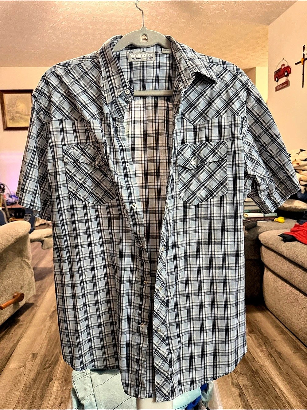Wrangler Wrancherships Short Sleeve Western Plaid Shirt